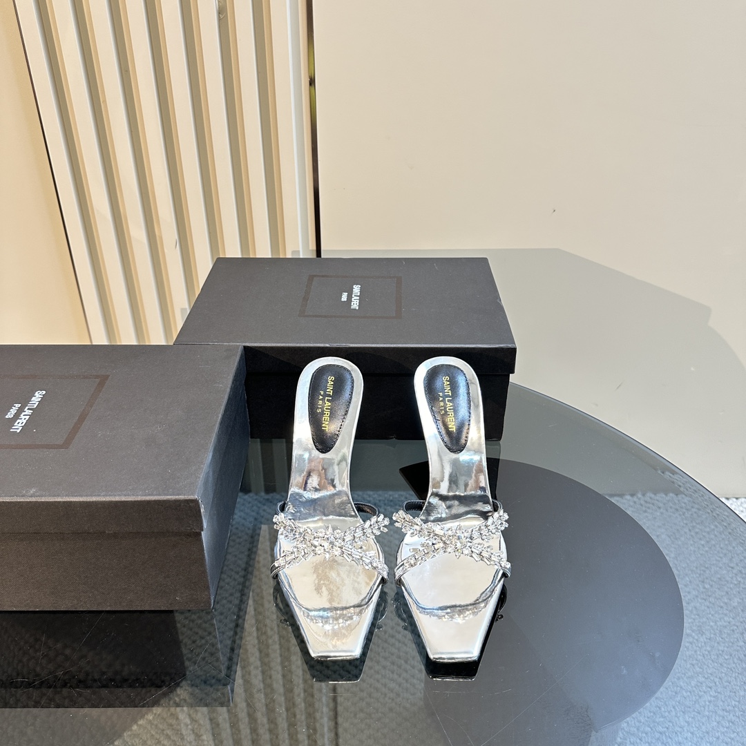 YSL 25ss/Spring and Summer New Runway Style Large Rhinestone High Heels Heel Height: 10.5cm Sandals Size: 35-39 (40 can be customized and not returned)