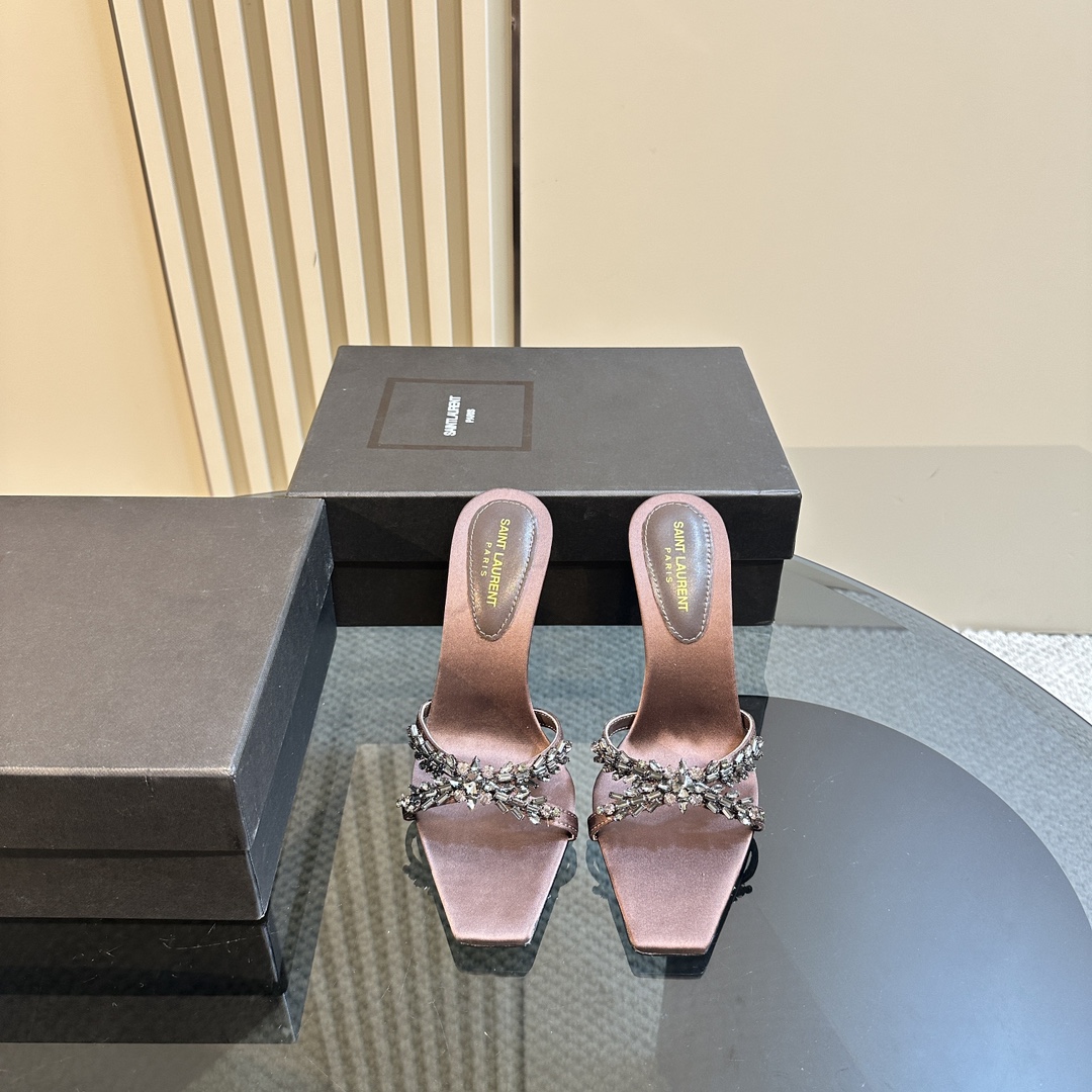 YSL 25ss/Spring and Summer New Runway Style Large Rhinestone High Heels Heel Height: 10.5cm Sandals Size: 35-39 (40 can be customized and not returned)