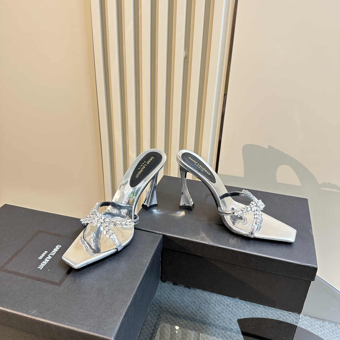 YSL 25ss/Spring and Summer New Runway Style Large Rhinestone High Heels Heel Height: 10.5cm Sandals Size: 35-39 (40 can be customized and not returned)