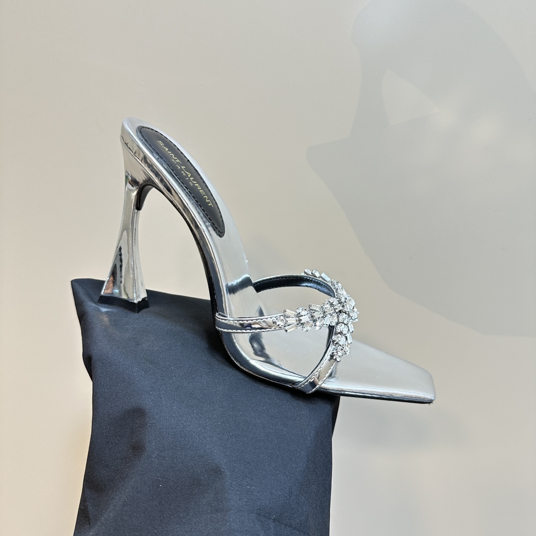 YSL 25ss/Spring and Summer New Runway Style Large Rhinestone High Heels Heel Height: 10.5cm Sandals Size: 35-39 (40 can be customized and not returned)