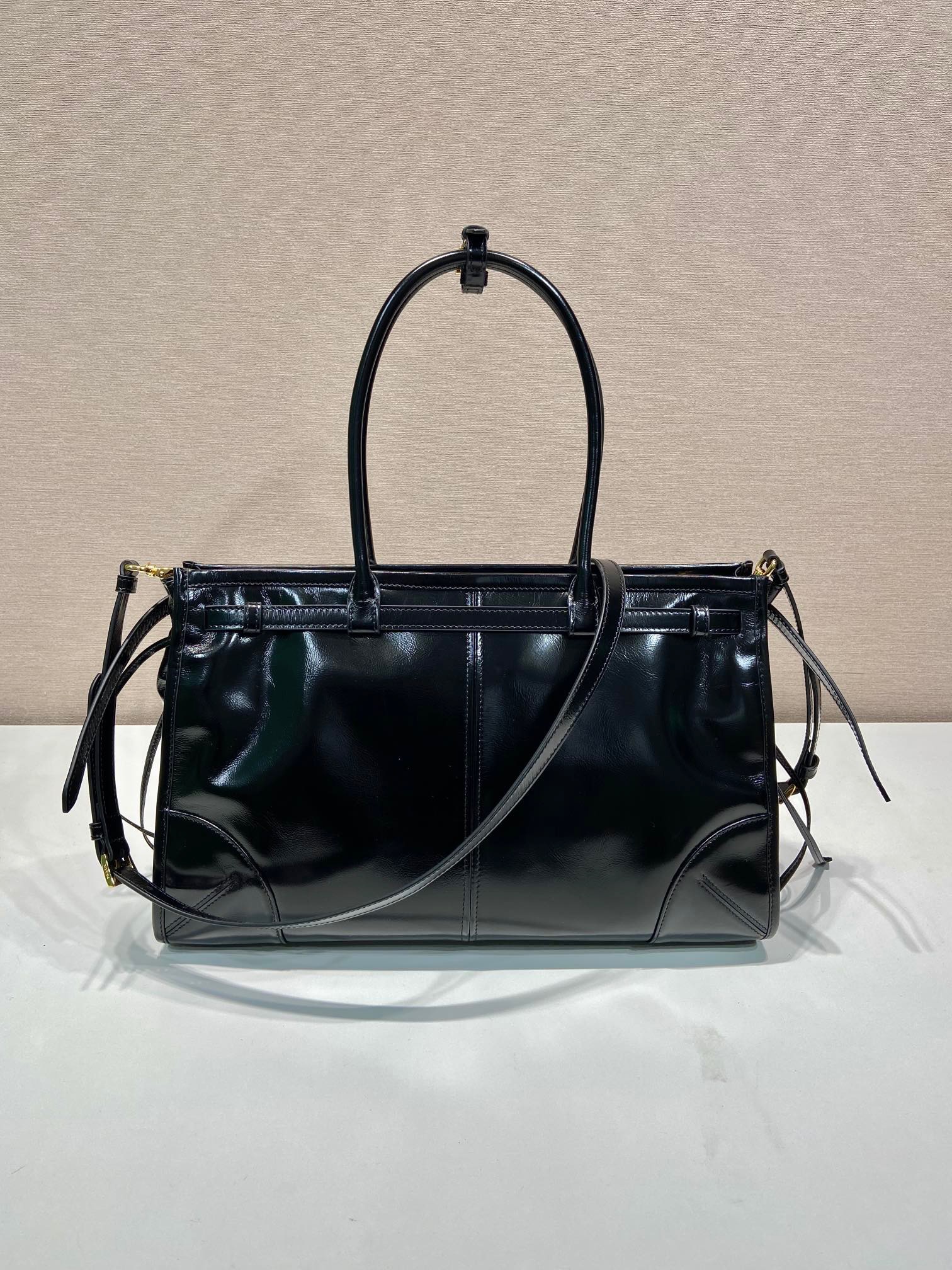 Pr*da Bonnie large leather handbag