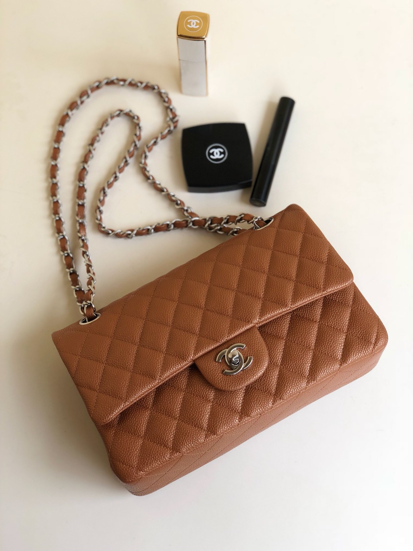 Chanle Classic Double Flap Caviar Silver Hardware